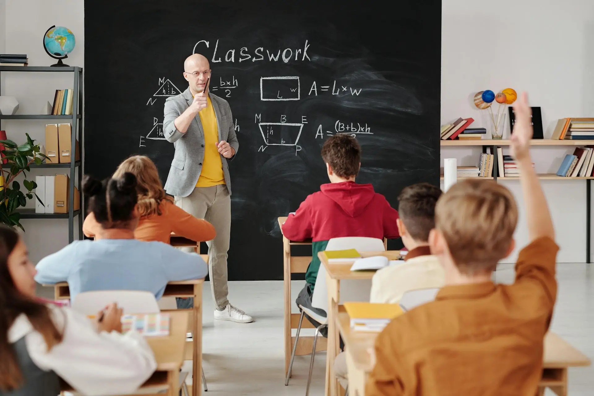 Children studying in a classroom