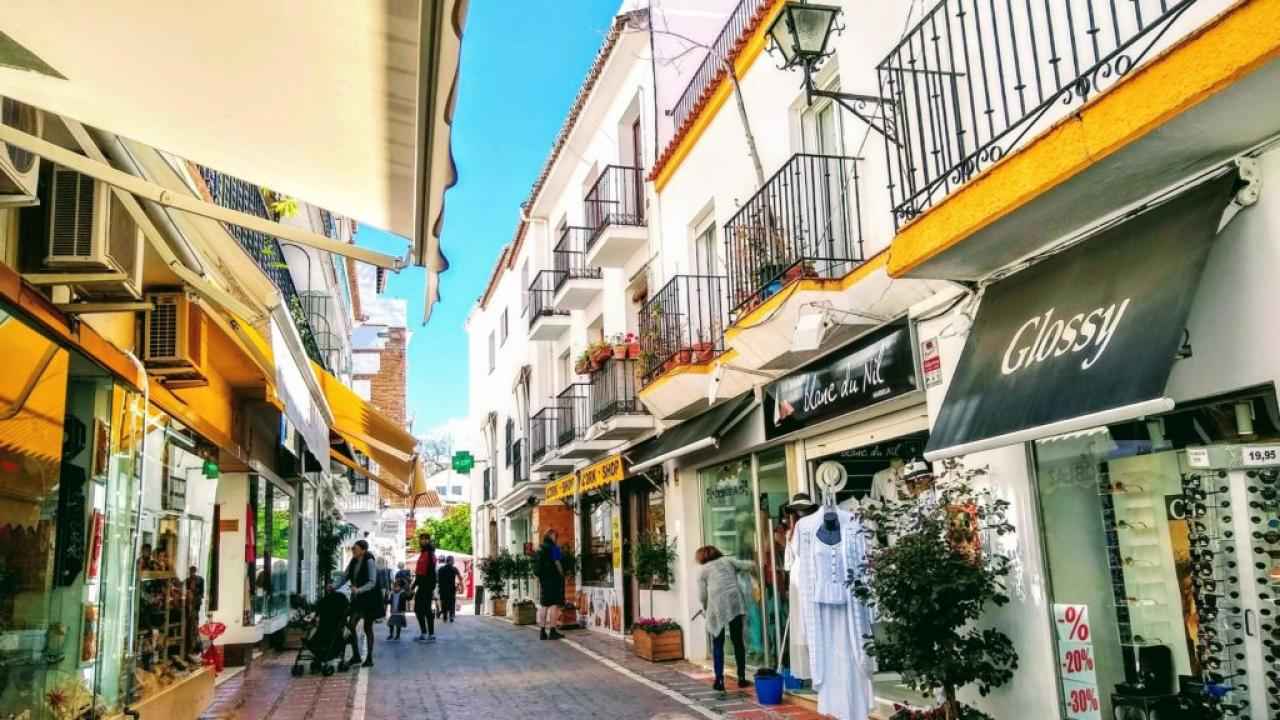 Marbella Old Town street with shops