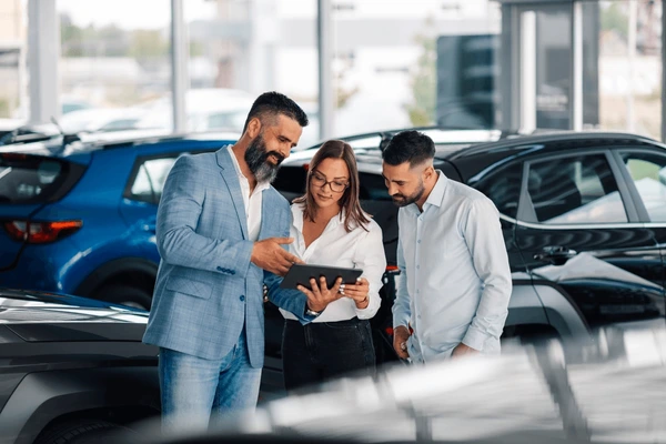 Couple buying a car